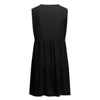 A-Lister / ženska modna jednobojna široka haljina bez rukava s izrezom svjetiljke u obliku slova u, Crna A-Lister