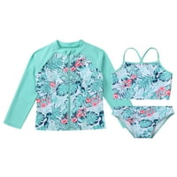 Cvjetni Tankini kupaći kostim za djevojčice, kaput dugih rukava, Majica Bez rukava i gaćice