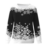 Pulover vrhovi za ženske dnevne vesele božićne snježne pahuljice o vrat trenerki okrugli vrat fit pulover vrhovi