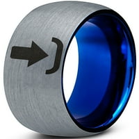 Volfram prsten za muškarce i žene s udobnim uklapanjem Plava kupola mat siva polirana