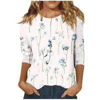 Ženske majice Ležerne široke košulje S rukavima od tri četvrtine i cvjetnim printom oko vrata od 2 inča