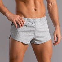Muške kratke hlače u plus veličini za lumen, jednobojne pamučne trenirke s elastičnom trakom u tri točke na vezanje