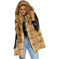 Plus size kaput zimska rasprodaja ženski prsluk bez rukava od umjetne izolacije jednobojna jakna s kapuljačom