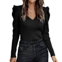 Preveliki Ženski džemper u boji u boji u boji, lagani udobni pleteni pulover, džemperi u crnoj boji u boji, u