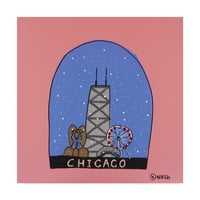 Zaštitni znak likovne umjetnosti Snježna kugla u Chicagu, platno Briana Nasha