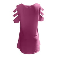 Ženska ležerna modna jednobojna majica s patentnim zatvaračem s izrezom u obliku slova U i kratkim rukavima majica
