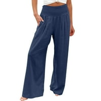 Ljetne hlače za žene, ženske široke široke hlače, ravne hlače visokog struka, Ležerne hlače