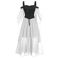 + Gotička odjeća za žene Plus Size Ženska jednobojna haljina za Noć vještica s otvorenim ramenima s rukavima Na
