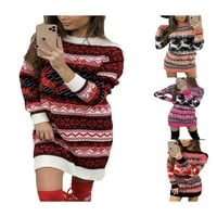 Ženska slatka ružna prevelika božićna džemper haljina od sobova i pahuljica pulover džemper crvena božićna džemper