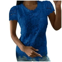 Bluze za žene Ljetne košulje u ležernim čvrstim bluzama plava
