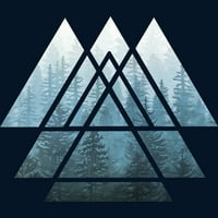 Sveti geometrijski trokut - Misty Forest Muški mornarsko plavi grafički tenk - Dizajn ljudi s