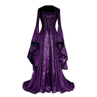 Srednjovjekovna haljina za žene, ženski retro stil solidne boje trube rukav princeza haljina Svečana haljina