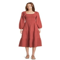 Beachlunchlounge ženski izrez leđa Smanjena midi haljina, veličine xs-2xl