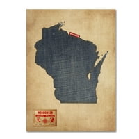 Zaštitni znak likovna umjetnost Wisconsin Map traper traperice stil Canvas Art by Michael Tompsett