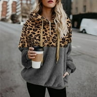 Ženske majice dugih rukava jesenske majice za žene modna ženska Leopard majica s kapuljačom s patentnim zatvaračem