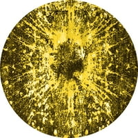 Okrugli perzijski tepisi u boemskom stilu u žutoj boji tvrtke, koji se mogu prati u perilici, okrugli 7 inča