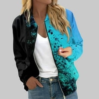 Kišna jakna za žene s printom, ženska gornja odjeća, casual vrhovi s patentnim zatvaračem dugih rukava, kardigan