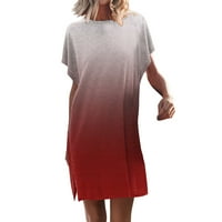 Ljetne haljine Duga haljina s kratkim rukavima široka Mini haljina za plažu s prorezom, crvena