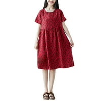 Ženska ljetna Vintage haljina s apstraktnim printom s labavim kratkim rukavima