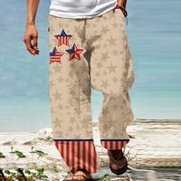 Muške hlače, ljetne Ležerne modne hlače s printom za Dan neovisnosti, 3-inčne hlače s elastičnim strukom u nebesko