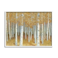 Stupell Industries jesenski listovi pejzaž breze rustikalna šuma Moderna slika bijela uokvirena umjetnička print