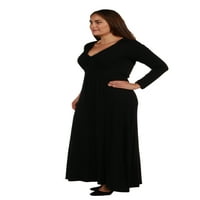 Udobna odjeća žena plus size V-izreza dugi rukav maxi haljina