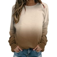 Ženska majica s okruglim vratom, pulover bez kapuljače, ležerni džemperi s dugim rukavima, bluze, Kaki vrhovi