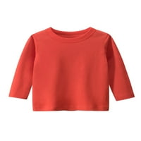 Glookwis Toddler majica dugih rukava Tops Solid Color Tee Home Casual Pulover Crew Neck Bluza hrđa crvena