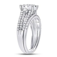 Set vjenčanih prstenova od bijelog zlata od 10 karata s okruglim dijamantom