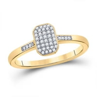 Ženski prsten od punog žutog zlata od 10 karata s okruglim dijamantom i pravokutnim grozdom, veličina prstena