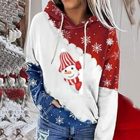 Ženska modna božićna majica s dugim rukavima s printom majica s kapuljačom s kapuljačom s bluzom od 98 do 4488341