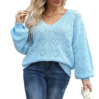 Džemperi za žene šuplje v vrat pulover džemper casual dugih rukava pleteni džemper vrhovi cogild