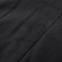 Charella pamučni platneni vrhovi za žene rukav u obliku čvrste boje creveck bluza bluza vrh crno, l
