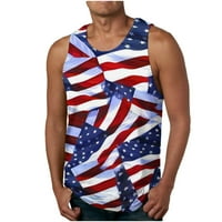 Lovskoo tenk vrhovi muškarci mišićne košulje američke zastave majice majice Dan neovisnosti Dan četvrtog ljeta