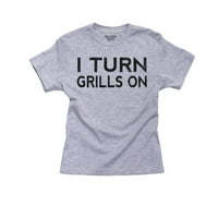 Uključujem roštilje-jednostavna pamučna majica za mlade s velikim printom za djevojke u sivoj boji