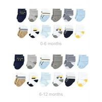 Voljeni prijatelji, dječak-beba, odrasti sa mnom, pamučne frotirne čarape, buldožer, 0 i 6 mjeseci