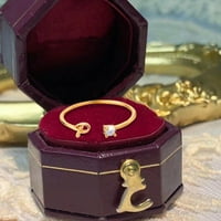 Keusn Gold Personalizirani nakit s početnim prstenom Personalizirano pismo Otvoreni prsten s dijamantskim ringom