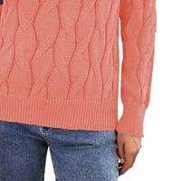 KPOPLK džemperi pleteni džemperi za žene dugi rukavi lagani pulover dugih rukava ružičasta, xxl