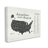 Pustolovine Stupella diljem Amerike, karta putovanja i mjesta, Galerija slika, tisak na platnu, zidna umjetnost
