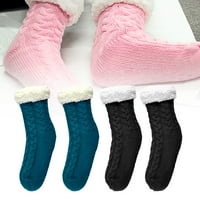 Ženske jesensko-zimske plišane obloge protiv klizanja pletene tople čizme čarape s papučama