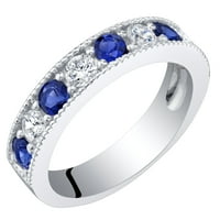 prsten od plavog safira okruglog oblika od 0 karata izrađen od čistog srebra