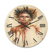 Dizajnerski crtež portret afroameričke žene iz stoljeća moderni drveni zidni sat