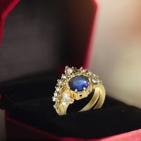 svijetao cirkon prsten okrugli plavi kamen nakit modni nakit zaručnički prsten za žene