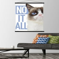 Mrzovoljna mačka-plavi zidni plakat u drvenom magnetskom okviru, 22.375 34
