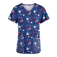 Majice 4. srpnja, Ženske košulje s izrezom u obliku slova A i američkom zastavom, radna odjeća, svečana crvena,