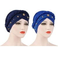 Ženske perle elastični turban kapa za kemoterapiju hidžab omot za glavu Čokolada
