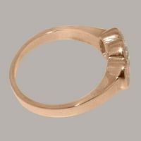 Ženski prsten za obljetnicu od 14k čvrstog ružičastog zlata s kubičnim cirkonijem i prirodnim opalom britanske