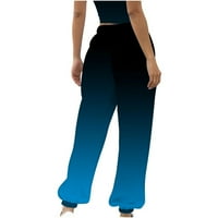 Sportske hlače za žene prevelike gradijentne boje vezice visokog struka ravne hlače Casual moda sportske hlače
