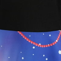 Ležerna haljina za žene- modna jesen božićni okat za ispis labave udobne haljine s dugim rukavima plava s