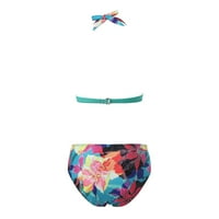 Ženski kupaći kostimi s dva trokutasta proreza S printom, veliki kupaći kostim u plavoj boji